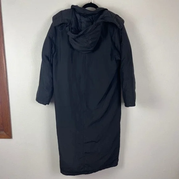 Lands End Womens Black Hooded Long Goose DownPuffer Coat Parka Sz S Winter Coat - Picture 6 of 7